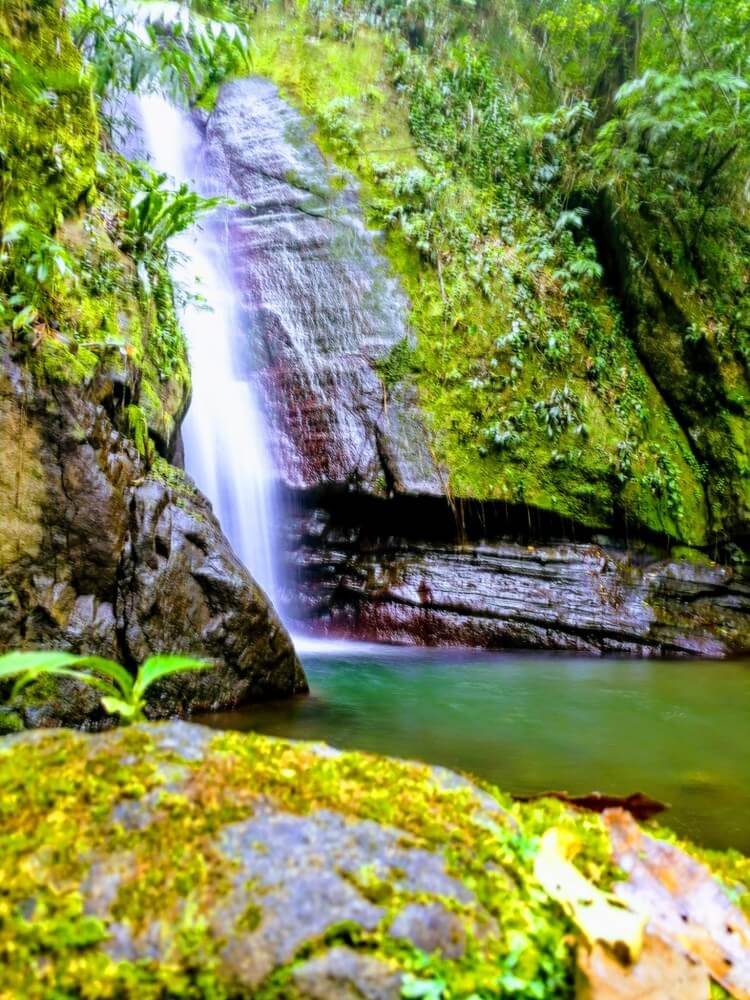 Side profile of Bowden Hill Waterfall or Falling Edge Waterfall in Kingston, Jamaica.